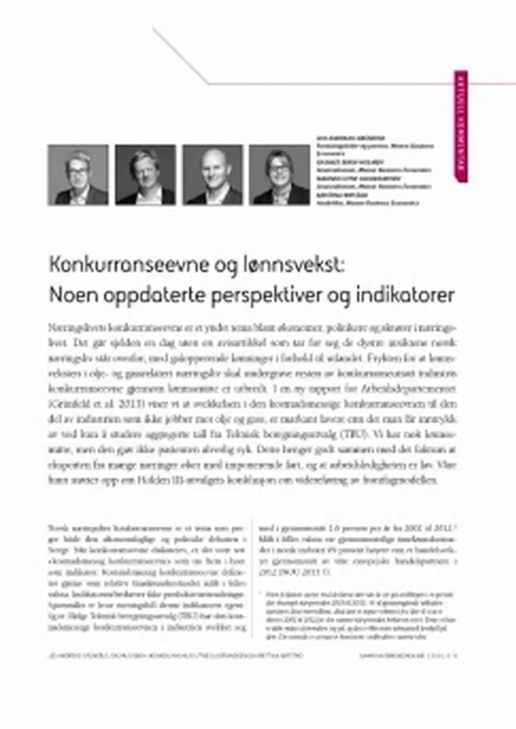 Konkurranseevne og lonnsvekst noen oppdaterte perspektiver