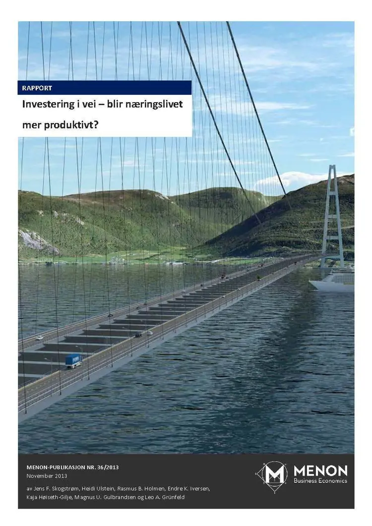 Rapport Investeringer i vei Blir næringslivet mer produktivt forside