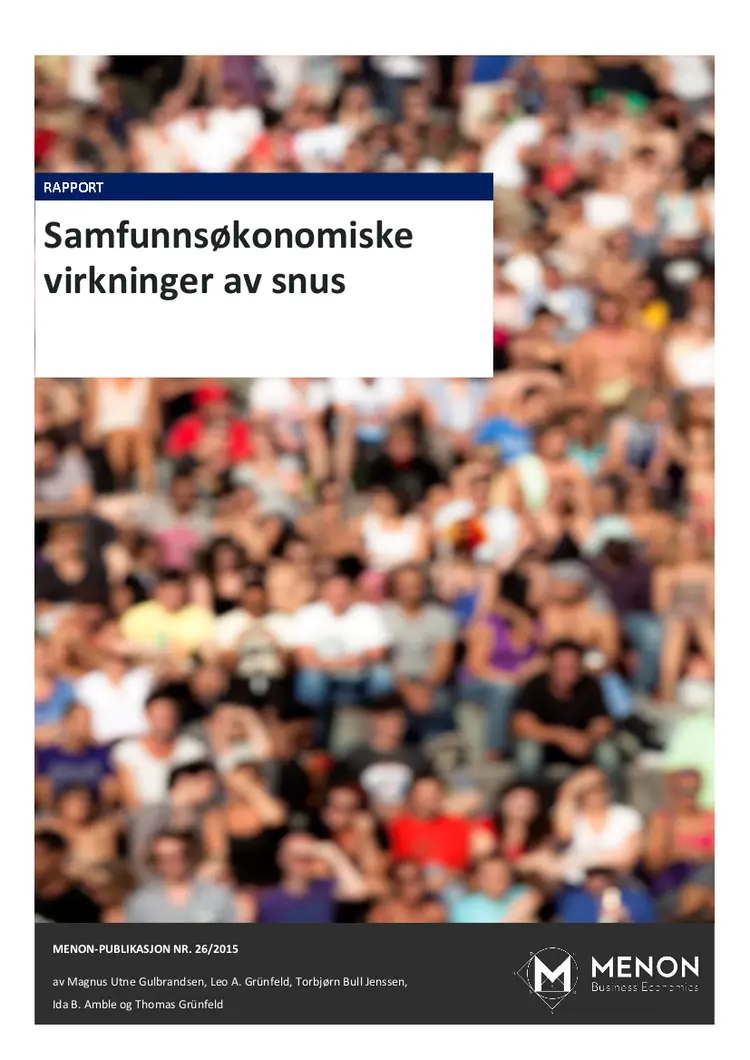 Samfunnsokonomiske virkninger av snus endelig