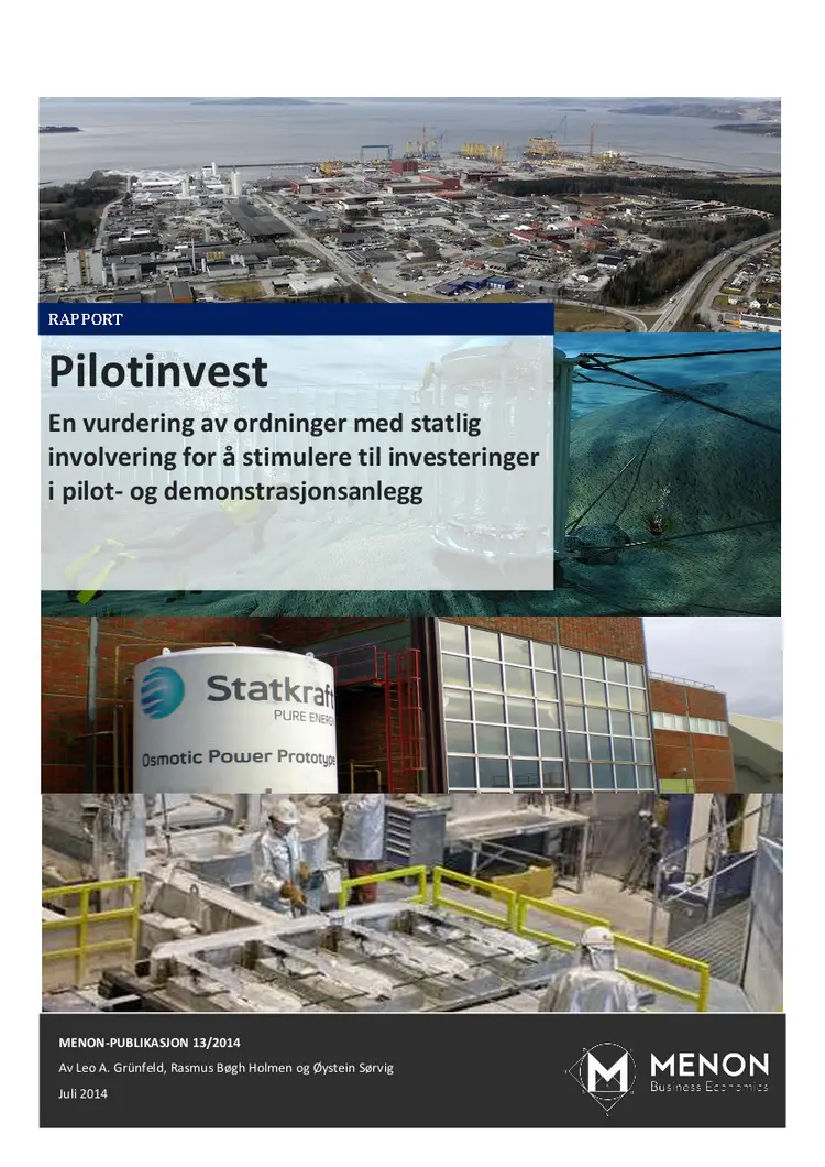 Pilotinvest rapport menon